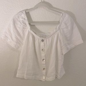 Bella Dahl White Linen Button Up Top - Size M